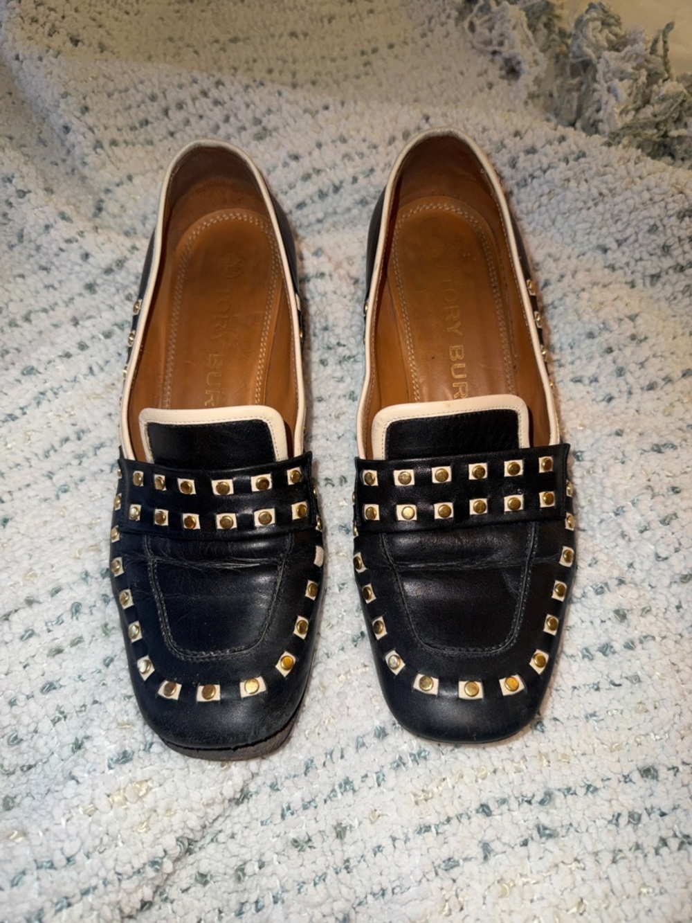 TORY BURCH 55MM LOAFER NAPPA LEATHER METALLIC NAPPA LEATHER SZE 7.5 - Picture 2 of 8